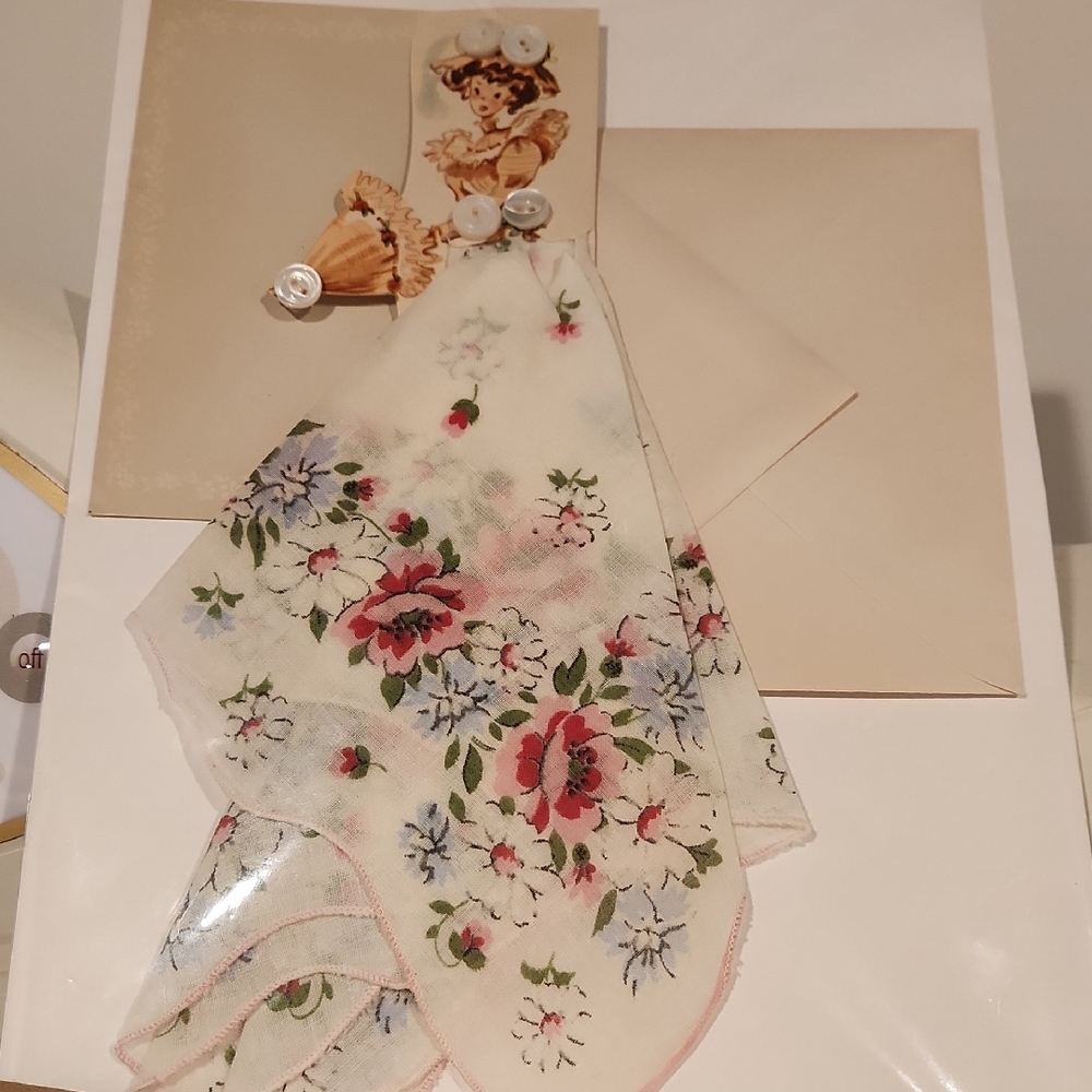 Vintage Floral Handkerchief with Multicolor Design